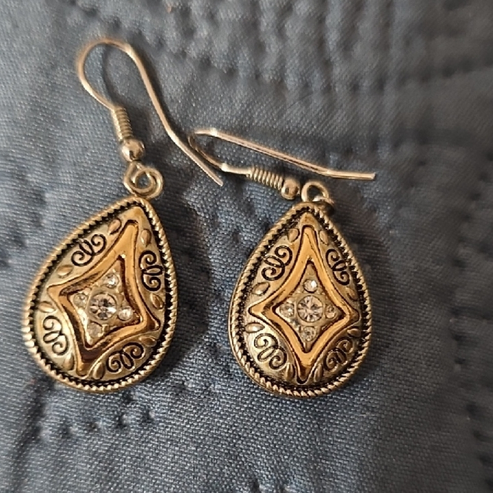 Elegant Gold and Silver Teardrop Earrings